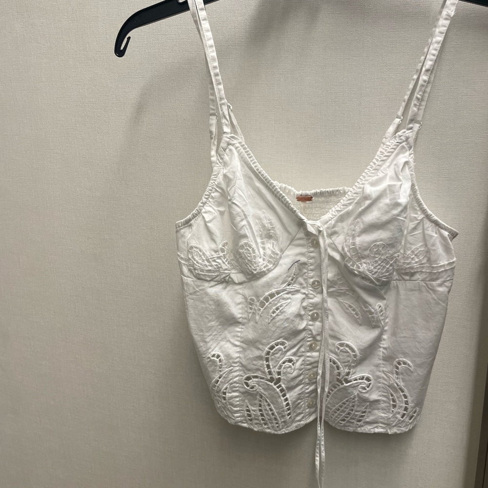 Free People White Sweet Sammi Sleeveless Tie Front Camisole - Picture 3 of 6
